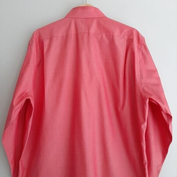 NORDSTROM 100% Cotton Traditional Fit Button Down Shirt Pink Men's Sz 16 / 34 - Picture 7 of 11